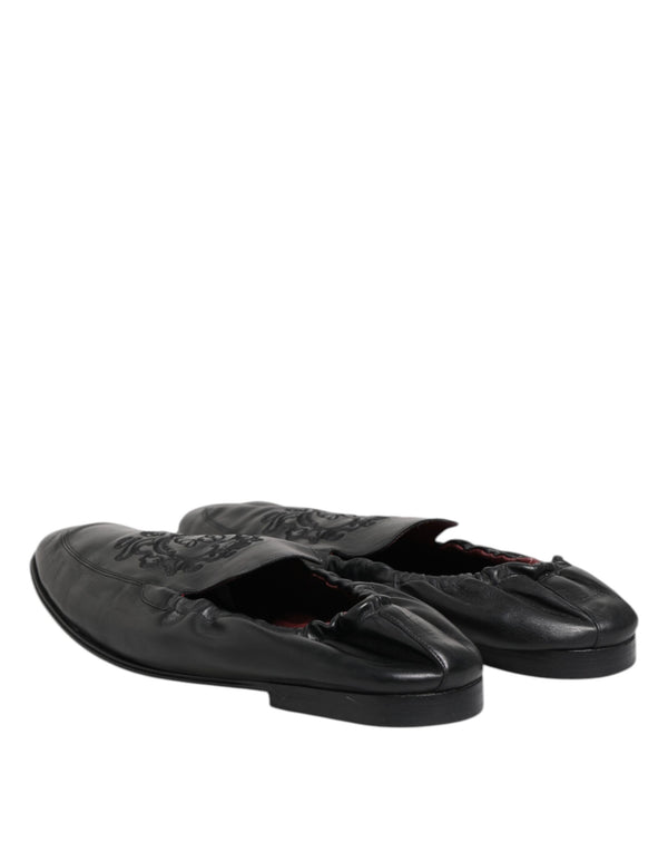Schwarzes Leder Slip On Männer flache Loafers Schuhe