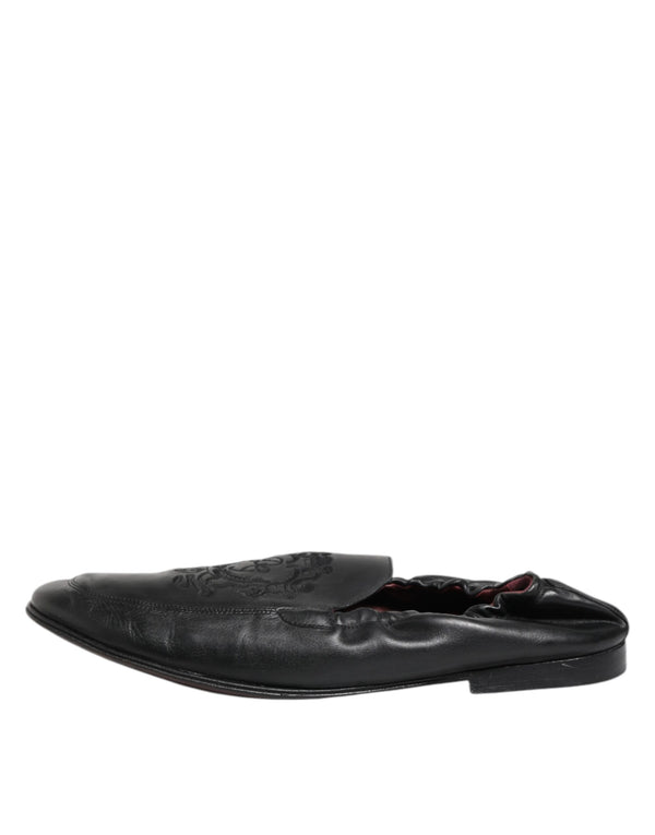 Schwarzes Leder Slip On Männer flache Loafers Schuhe