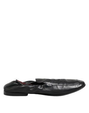 Schwarzes Leder Slip On Männer flache Loafers Schuhe