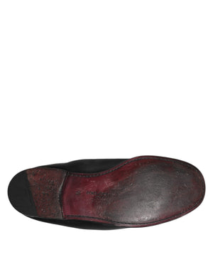Schwarzes Leder Slip On Männer flache Loafers Schuhe