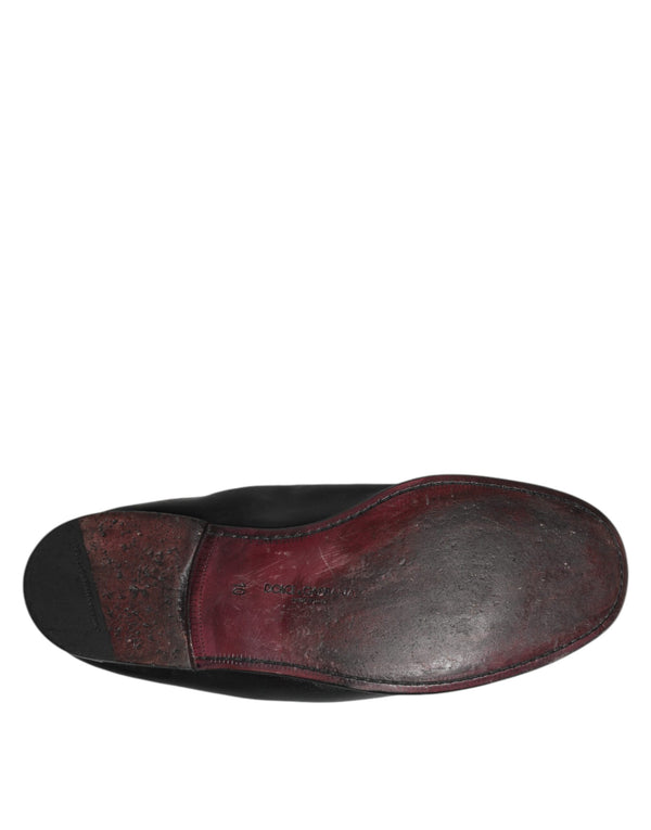 Schwarzes Leder Slip On Männer flache Loafers Schuhe