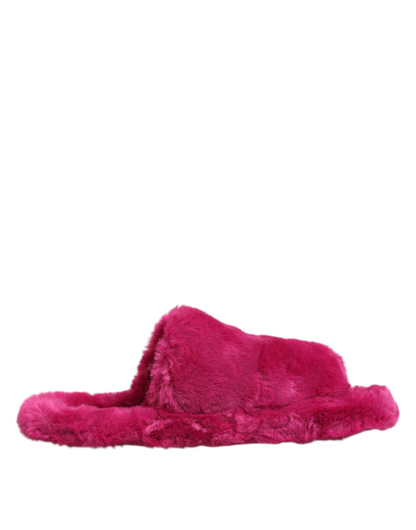 Rosa Acryl Kunstfell Herren Flats Sandalen Schuhe