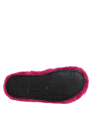 Rosa Acryl Kunstfell Herren Flats Sandalen Schuhe