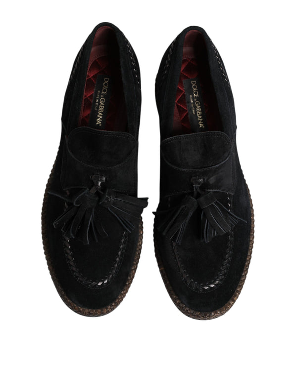 Schwarz Wildleder Quaste verschönert Loafers Schuhe