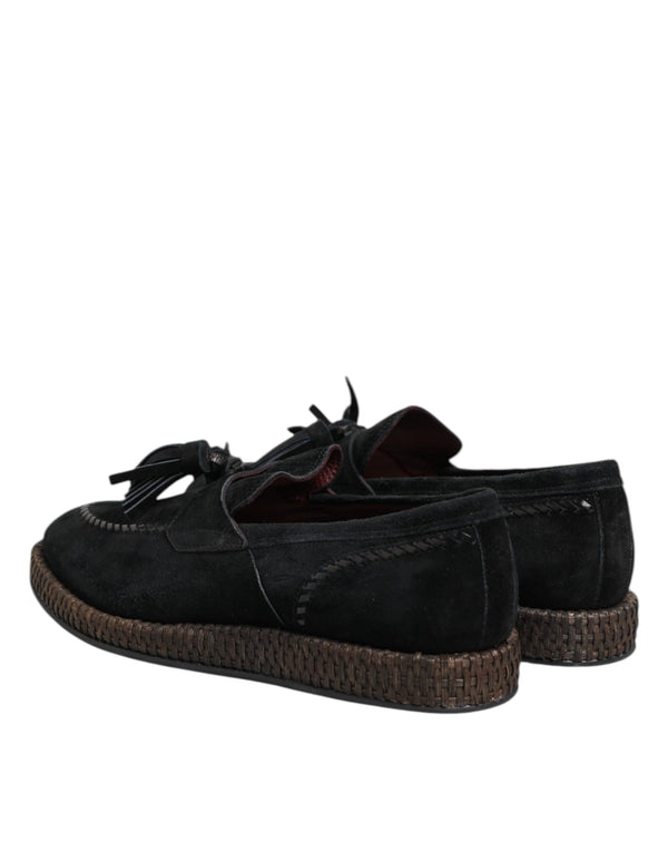 Schwarz Wildleder Quaste verschönert Loafers Schuhe