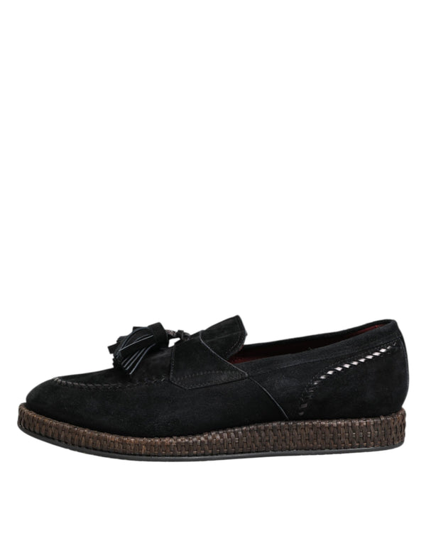 Schwarz Wildleder Quaste verschönert Loafers Schuhe