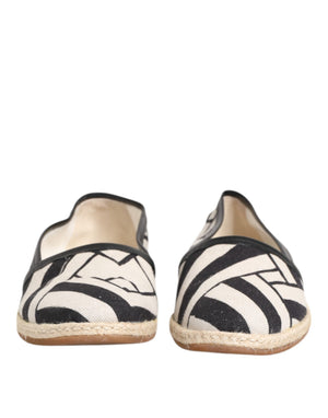 Schwarz Weiß Streifen Flache Espadrille Schuhe