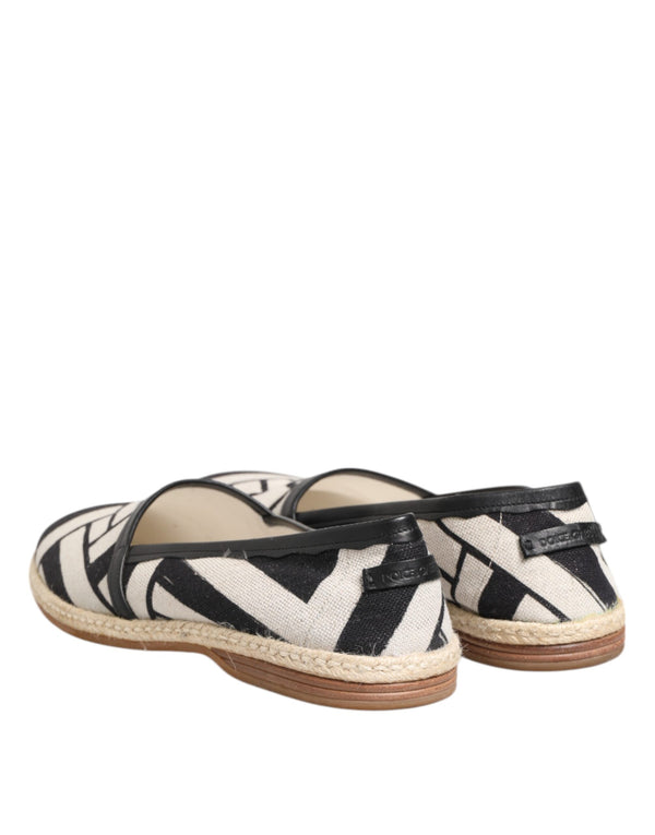 Schwarz Weiß Streifen Flache Espadrille Schuhe