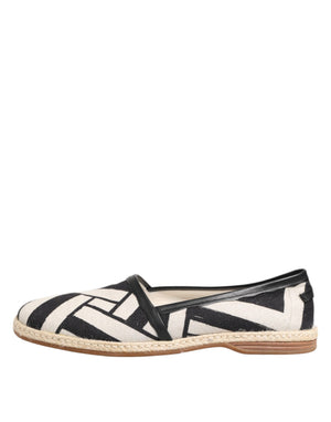 Schwarz Weiß Streifen Flache Espadrille Schuhe