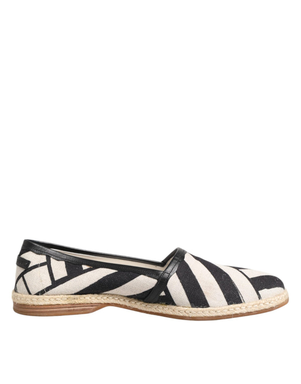 Schwarz Weiß Streifen Flache Espadrille Schuhe