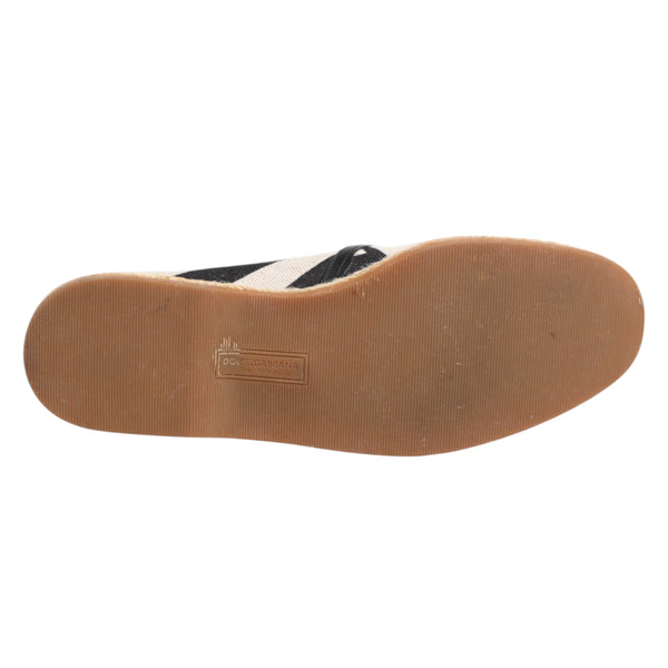 Schwarz Weiß Streifen Flache Espadrille Schuhe