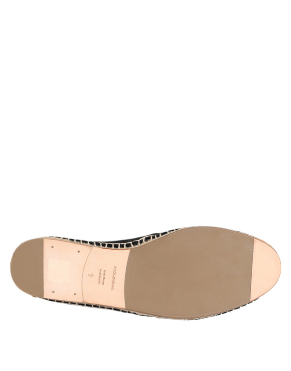 Schwarzes Kreuz Kristall Slip On Espadrille Schuhe