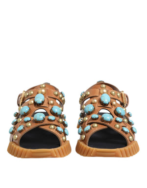 Braunes Leder Nietenschuhe Sandalen Schuhe