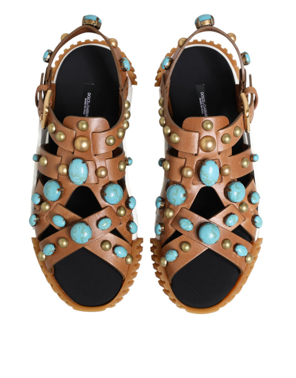 Braunes Leder Nietenschuhe Sandalen Schuhe