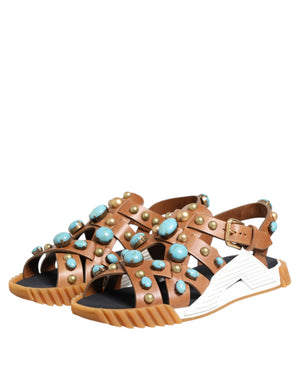 Braunes Leder Nietenschuhe Sandalen Schuhe