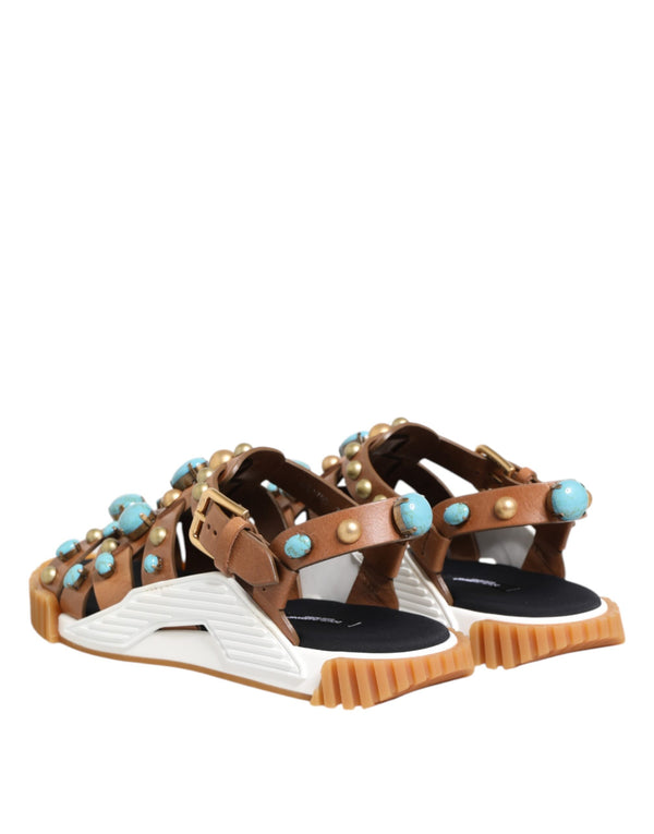 Braunes Leder Nietenschuhe Sandalen Schuhe