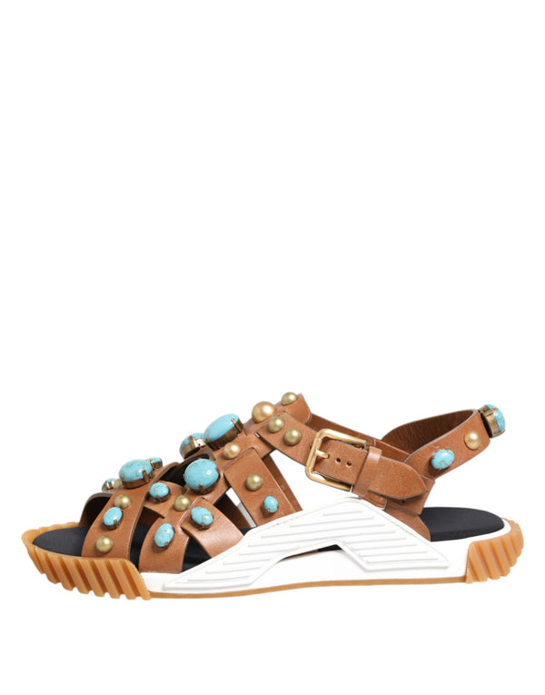 Braunes Leder Nietenschuhe Sandalen Schuhe