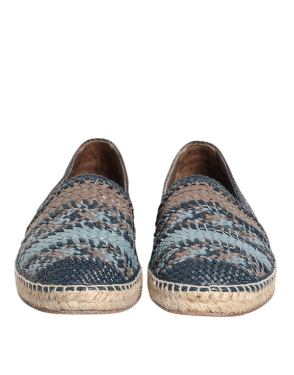 Blaugraue gewebte Leder Espadrille-Schuhe von Buffalo