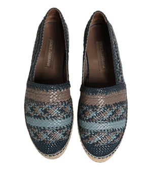 Blaugraue gewebte Leder Espadrille-Schuhe von Buffalo