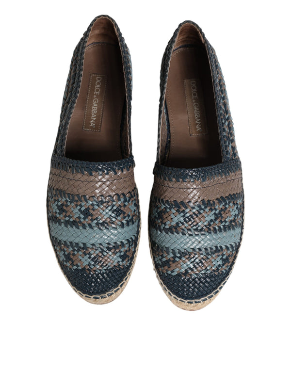 Blaugraue gewebte Leder Espadrille-Schuhe von Buffalo