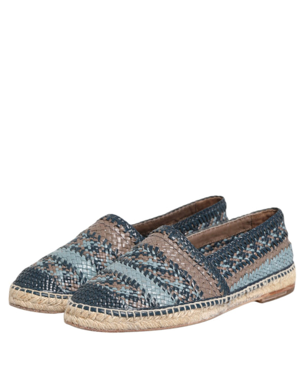 Blaugraue gewebte Leder Espadrille-Schuhe von Buffalo