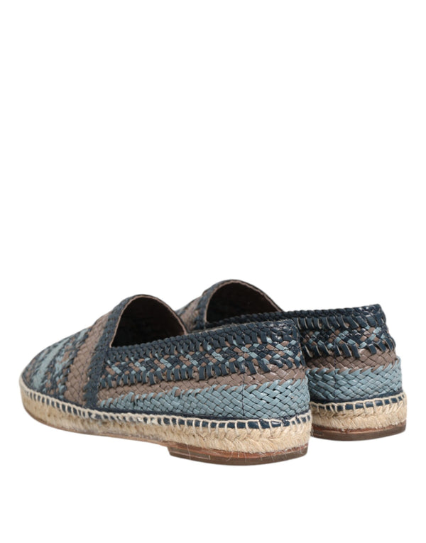Blaugraue gewebte Leder Espadrille-Schuhe von Buffalo