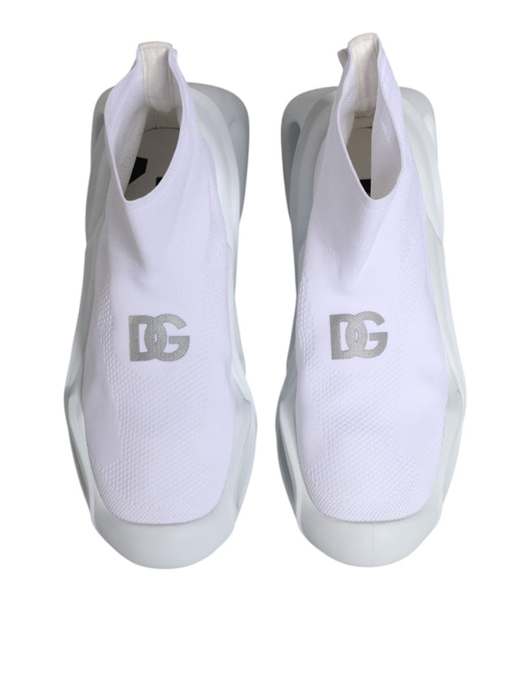 Weiß Silber Slip On Wave Socken Turnschuhe Schuhe