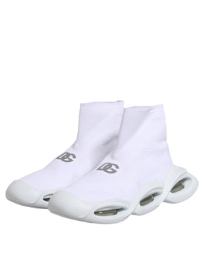 Weiß Silber Slip On Wave Socken Turnschuhe Schuhe