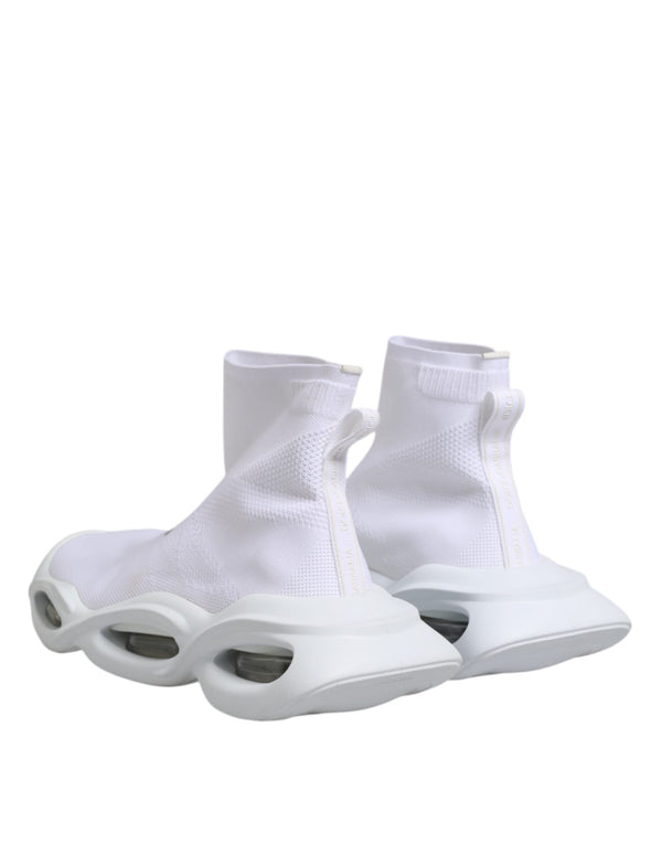 Weiß Silber Slip On Wave Socken Turnschuhe Schuhe