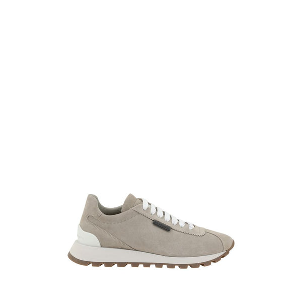 Beigefarbene Plateau-Sneaker aus Gummi