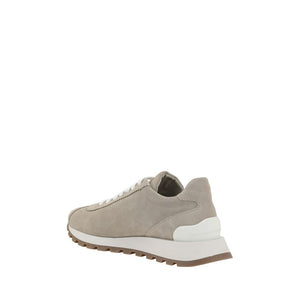 Beigefarbene Plateau-Sneaker aus Gummi