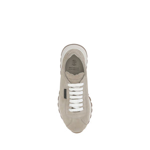 Beigefarbene Plateau-Sneaker aus Gummi