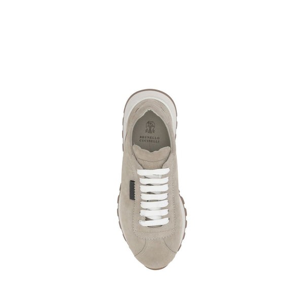 Beigefarbene Plateau-Sneaker aus Gummi