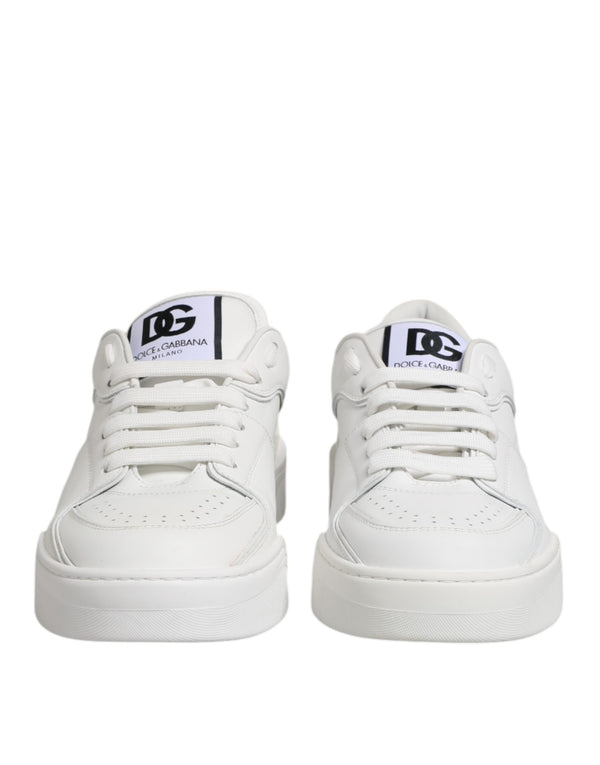 Weiß Miami Leder Low Top Turnschuhe Schuhe