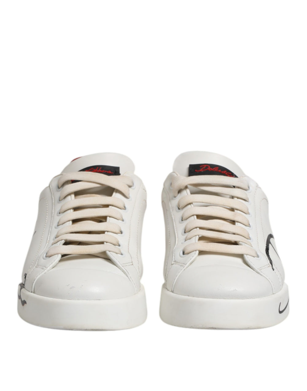 Weiß Rot Leder Logo Low Top Sneakers Schuhe