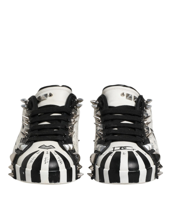 Schwarz Weiß Nieten Low Top Sneakers Schuhe
