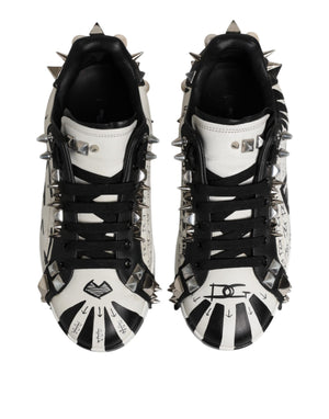 Schwarz Weiß Nieten Low Top Sneakers Schuhe
