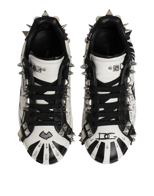 Schwarz Weiß Nieten Low Top Sneakers Schuhe