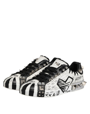 Schwarz Weiß Nieten Low Top Sneakers Schuhe