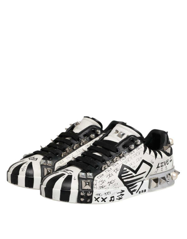 Schwarz Weiß Nieten Low Top Sneakers Schuhe