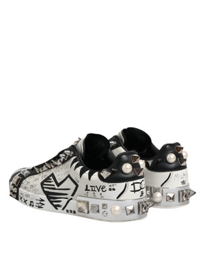 Schwarz Weiß Nieten Low Top Sneakers Schuhe