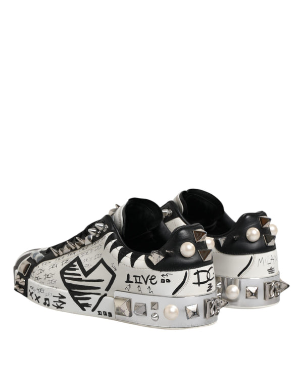 Schwarz Weiß Nieten Low Top Sneakers Schuhe