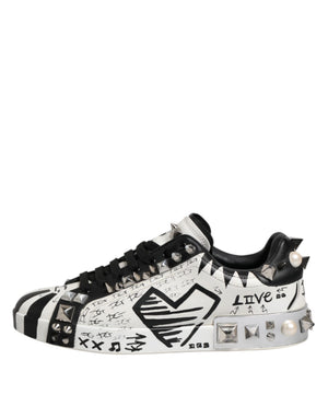 Schwarz Weiß Nieten Low Top Sneakers Schuhe