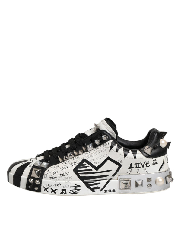 Schwarz Weiß Nieten Low Top Sneakers Schuhe