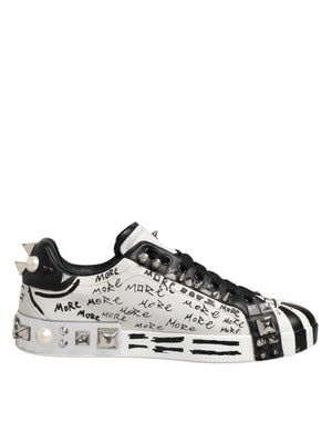 Schwarz Weiß Nieten Low Top Sneakers Schuhe