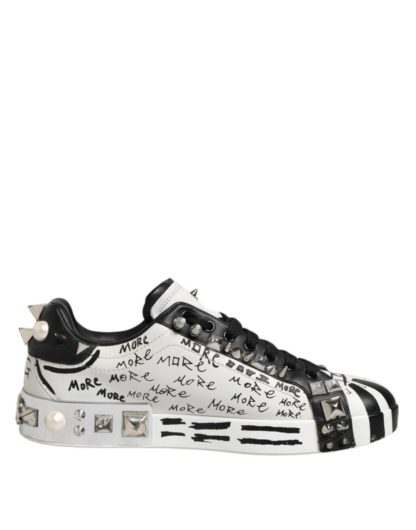 Schwarz Weiß Nieten Low Top Sneakers Schuhe