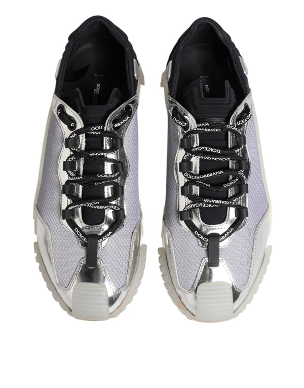 Silber Schwarz Nylon NS1 Low Top Turnschuhe Schuhe