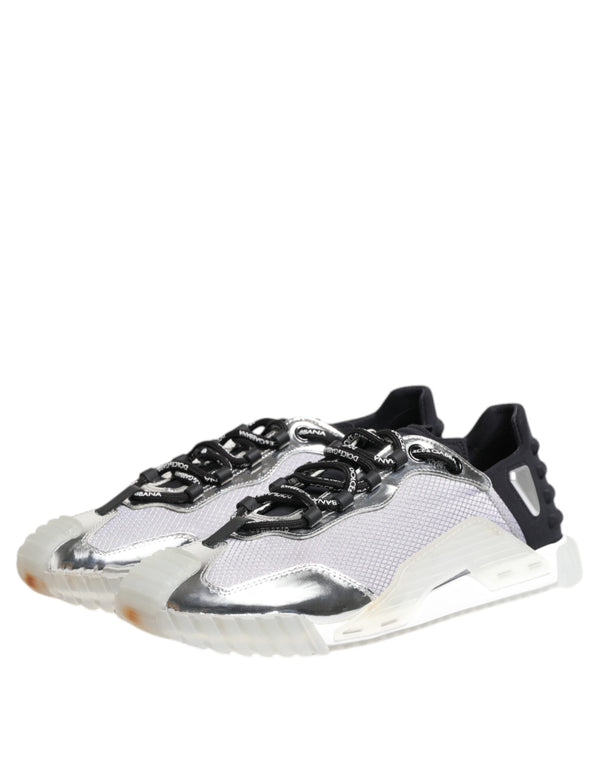 Silber Schwarz Nylon NS1 Low Top Turnschuhe Schuhe