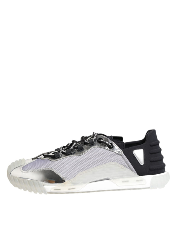 Silber Schwarz Nylon NS1 Low Top Turnschuhe Schuhe