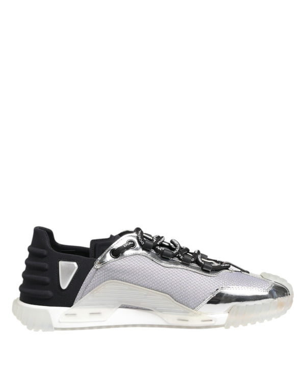 Silber Schwarz Nylon NS1 Low Top Turnschuhe Schuhe